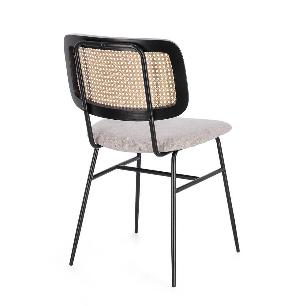 Set di 2 Sedie con Seduta Imbottita e Schienale Effetto Rattan - VIVIANA