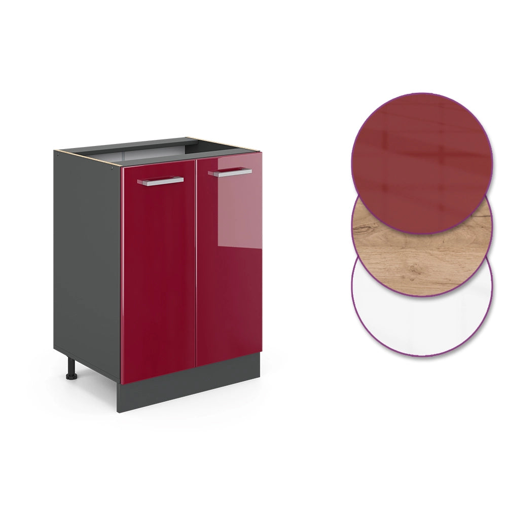 Vicco Mobiletto base cucina Rosso lucido 60 cm , PL Antracite