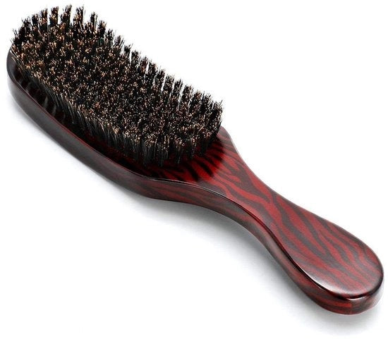 Spazzola per barba 100% pelo di maiale - Spazzola a forma di golf - Cura capelli - Anticrespo - Leggera - 24x5,5x4cm - Spazzola per capelli
