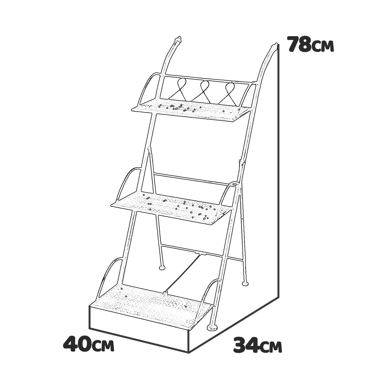 Ophelia - scaffalle in metallo anticato a 3 ripiani - 40x34x78 cm