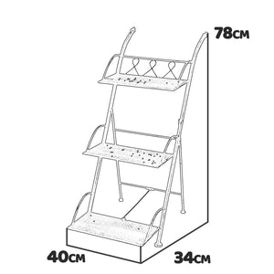 Ophelia - scaffalle in metallo anticato a 3 ripiani - 40x34x78 cm