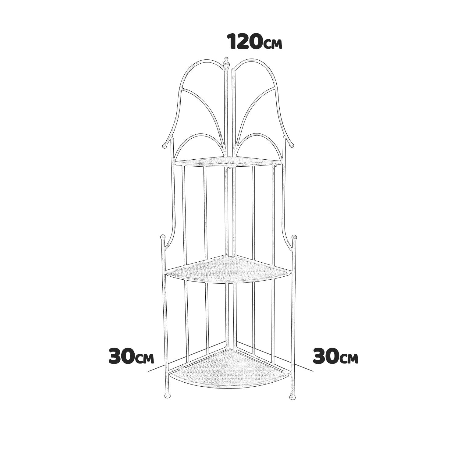 Ophelia - scaffalle in metallo anticato a 3 ripiani - 30x30x120 cm