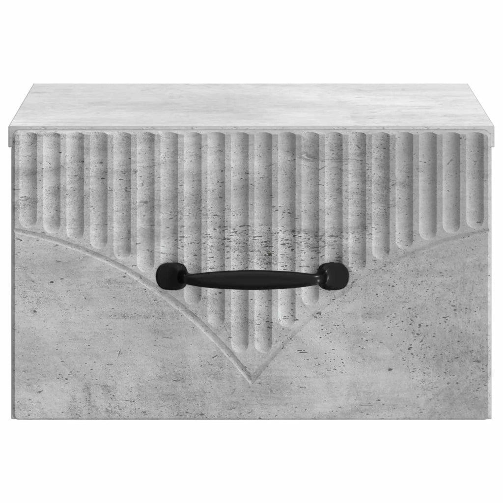 Mobiletto da notte a muro con cassetto 2 pcs Grigio Cemento 898942