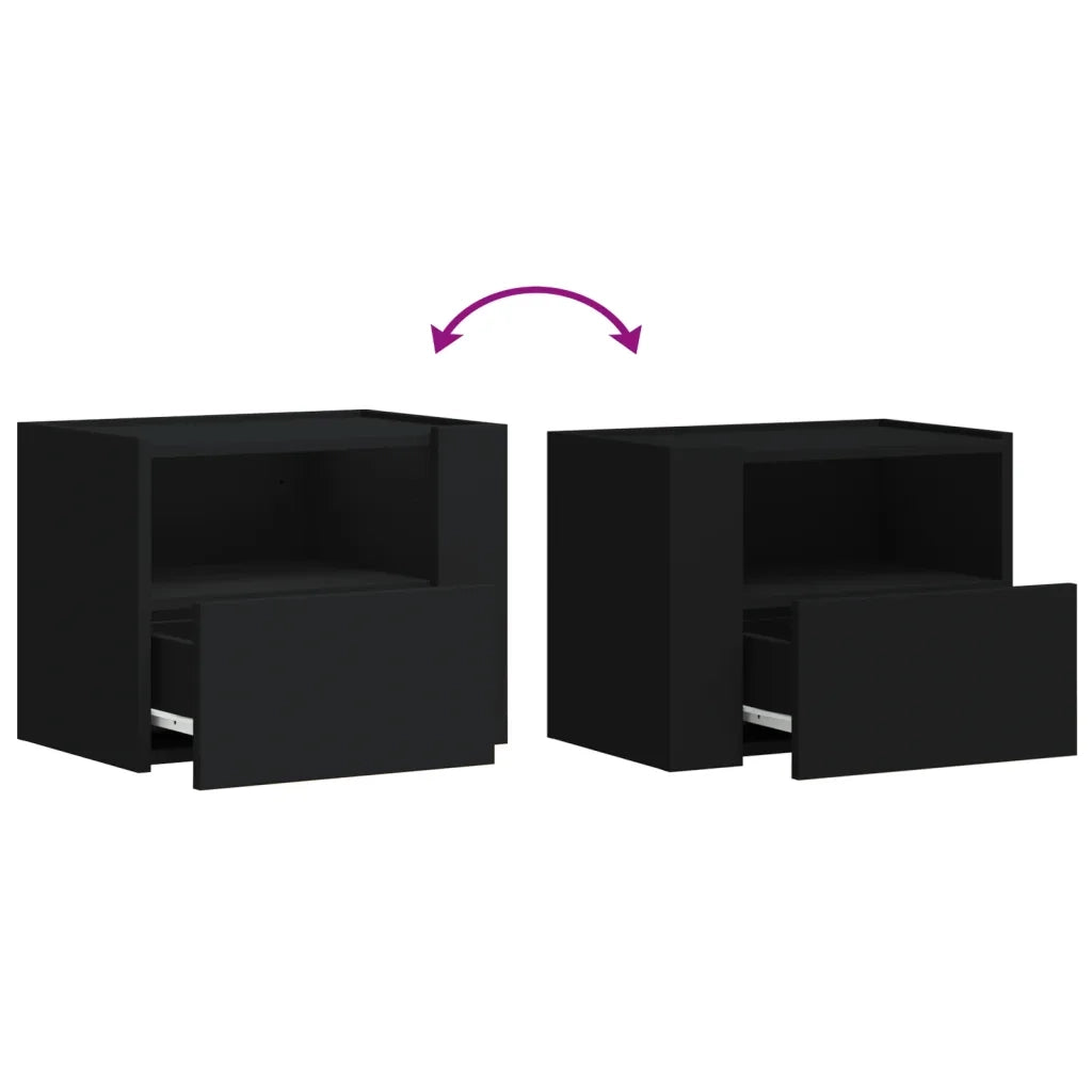 Comodino a Muro Nero 45x30x35 cm 848313