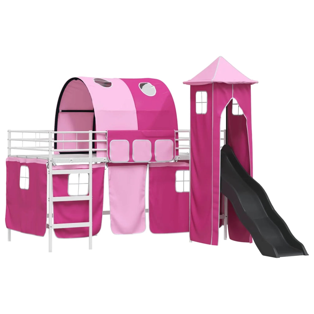 Struttura del letto loft per Bambini | Letto Infantile | Lettino Bianco e Rosa 107 x 200 cm