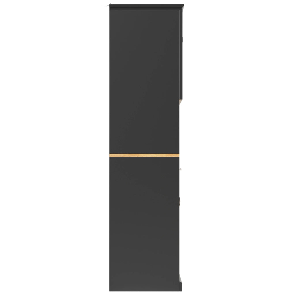 Credenza alta da cucina ULEVR 120x40x180 cm con 3 cassetti, ripiani regolabili e LED multicolore, nera