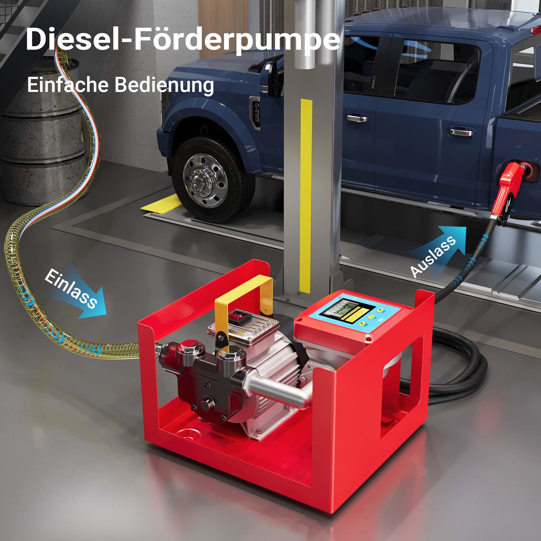 Mini distributore diesel gasolio con pompa autoadescante 230V 550W 60 l/min e pistola erogatrice