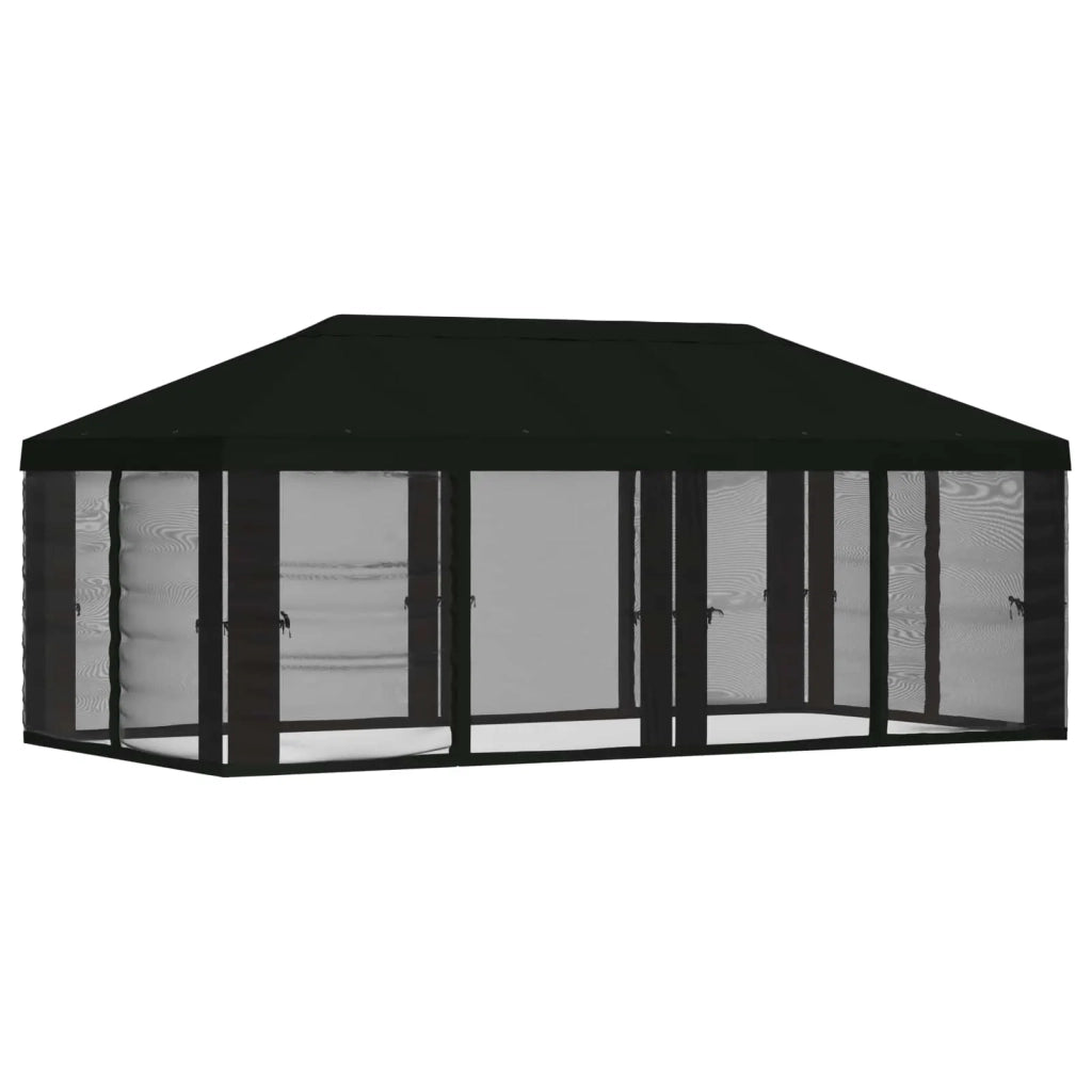 Copertura Gazebo con Pareti Laterali 6 x 3 m Nero Poliestere 900419