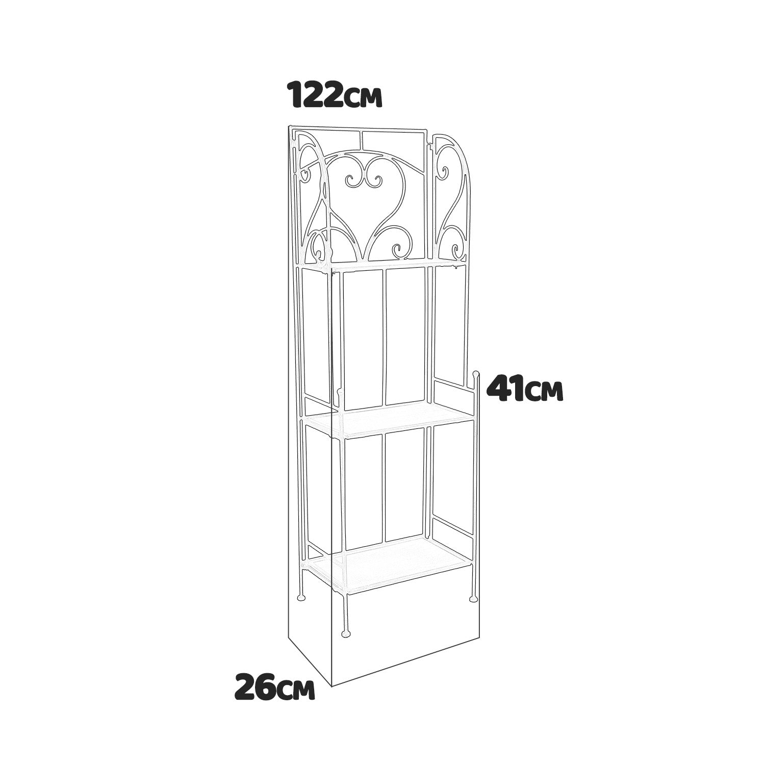 Ruby - scaffale in legno e metallo anticato a 3 ripiani - 41x26x122h cm
