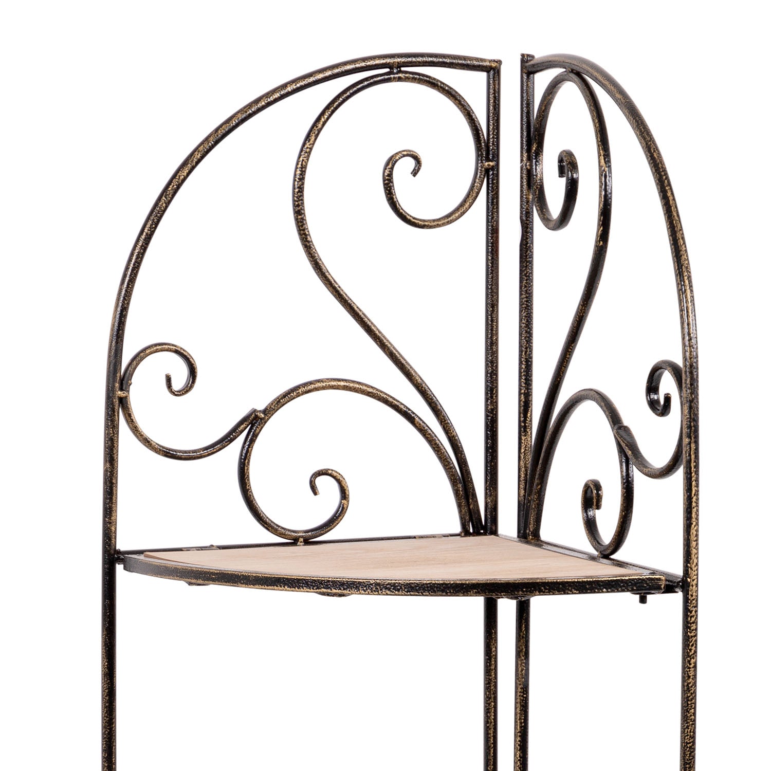 Ruby - scaffale angolare in legno e metallo anticato - 49x36x122h cm