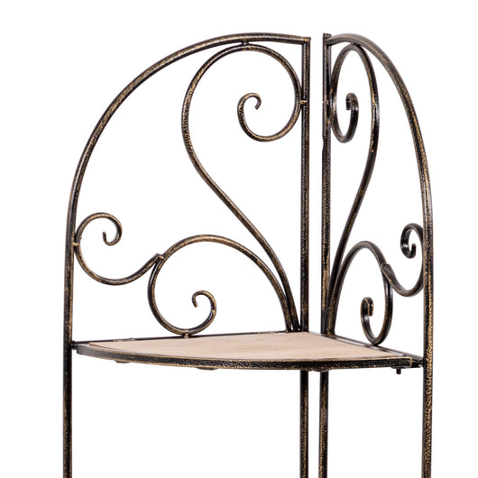 Ruby - scaffale angolare in legno e metallo anticato - 49x36x122h cm