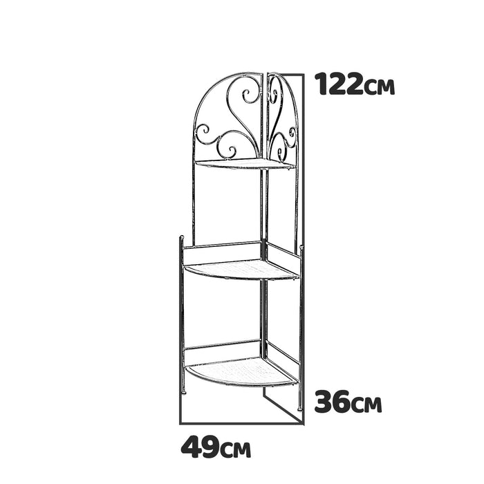Ruby - scaffale angolare in legno e metallo anticato - 49x36x122h cm
