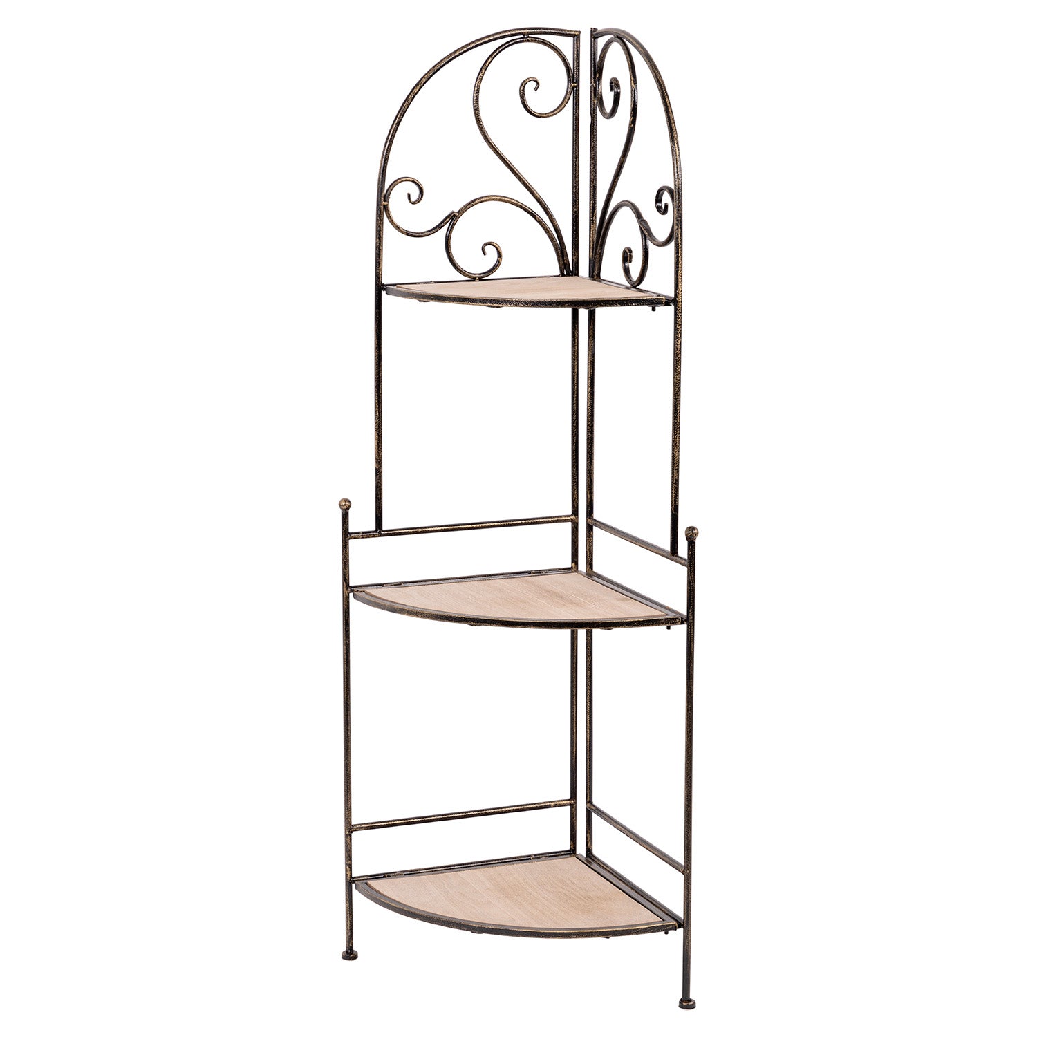 Ruby - scaffale angolare in legno e metallo anticato - 49x36x122h cm