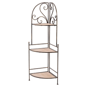 Ruby - scaffale angolare in legno e metallo anticato - 49x36x122h cm