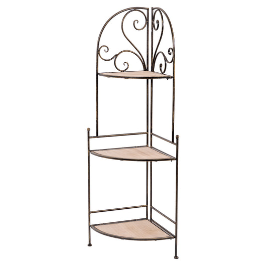 Ruby - scaffale angolare in legno e metallo anticato - 49x36x122h cm