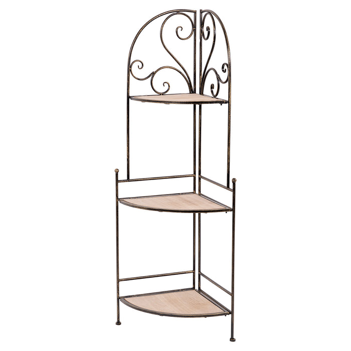 Ruby - scaffale angolare in legno e metallo anticato - 49x36x122h cm