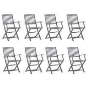 Sedie da Giardino Pieghevoli 8 pz in Legno Massello di Acacia cod mxl 7106