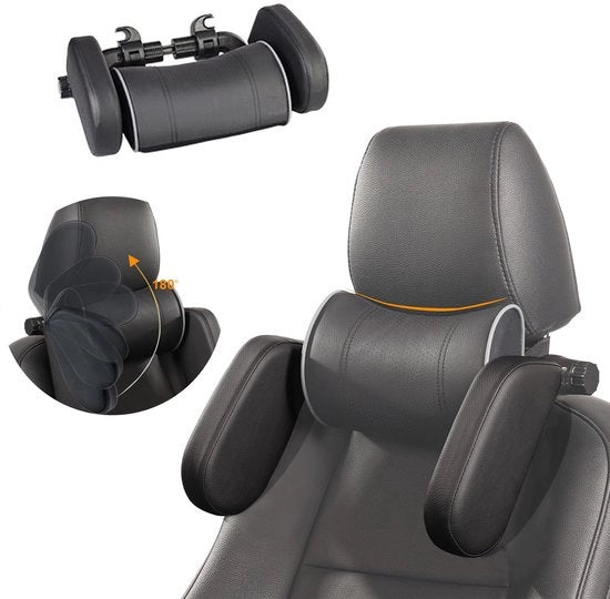 Supporto Cervicale Auto 180° Regolabile, Cuscino Cervicale Auto con Staffa Telescopica per Bambini e Adulti, Cuscino Auto per Viaggi in Auto con Lungo Percorso