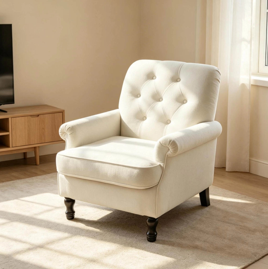 Poltrona lounge 69x75x90 cm con molle insacchettate in lino