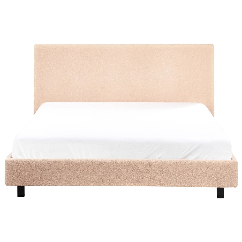 Letto ad acqua bouclé beige 140 x 200 cm con materasso poggiatesta Design moderno