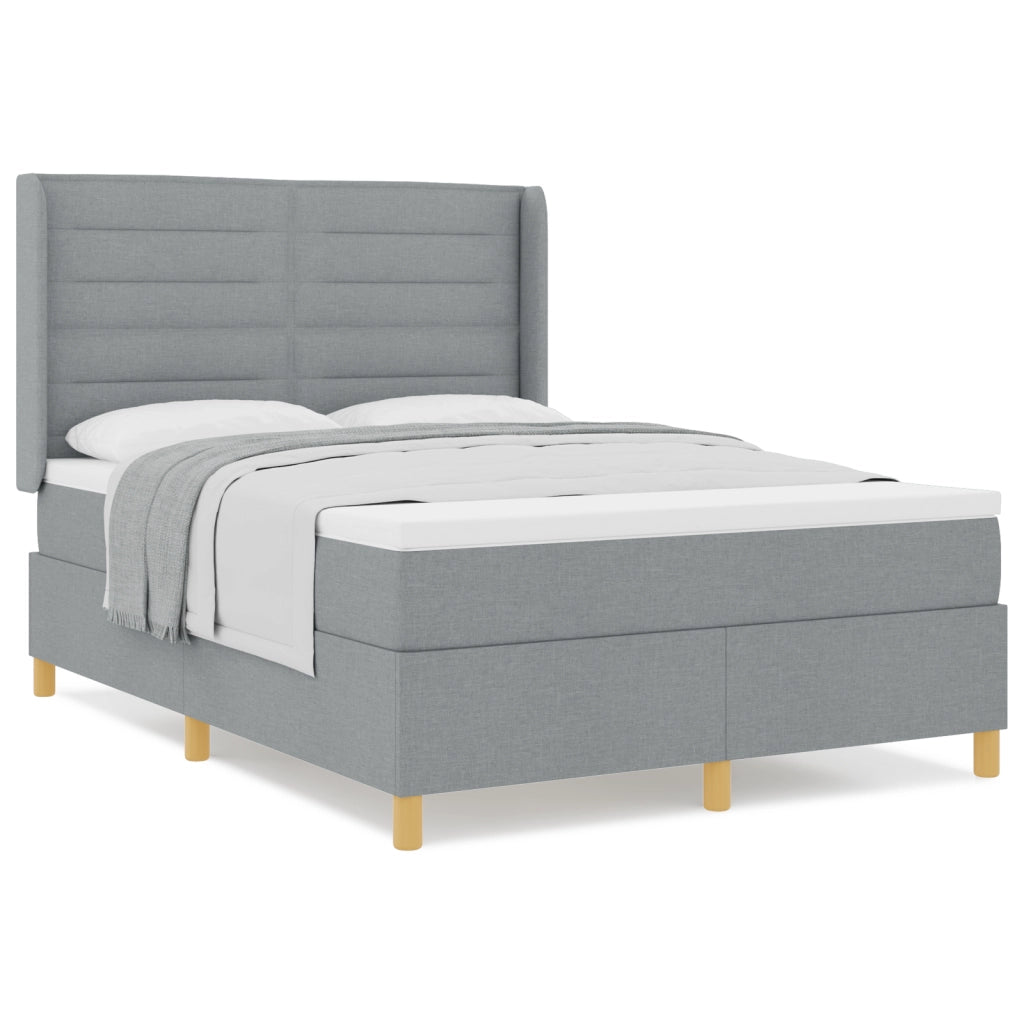 Letto a Rete con Materasso Grigio Chiaro 140x200 cm Tessuto