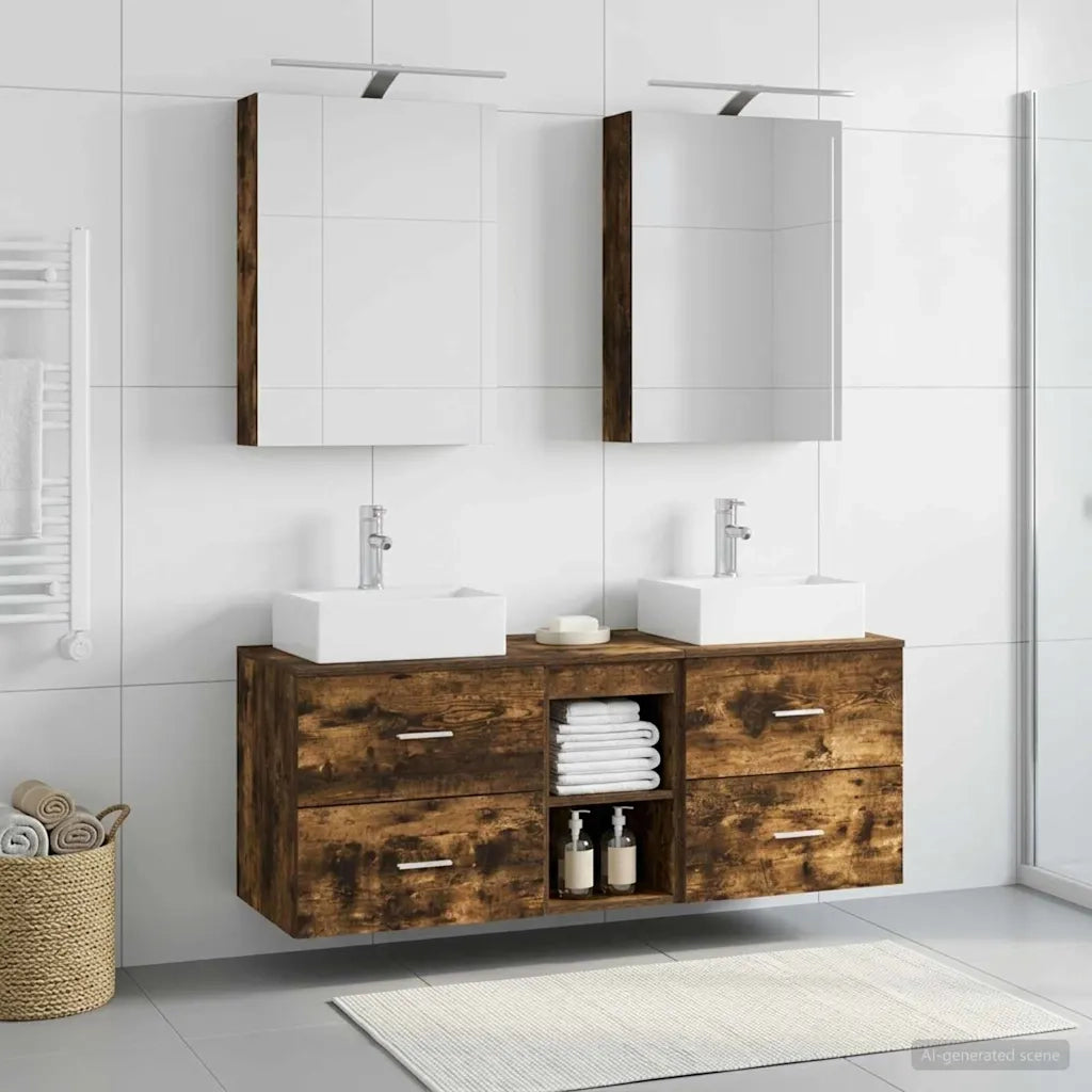 Set di mobili per il bagno 5 pcs Rovere Fumo 3406795