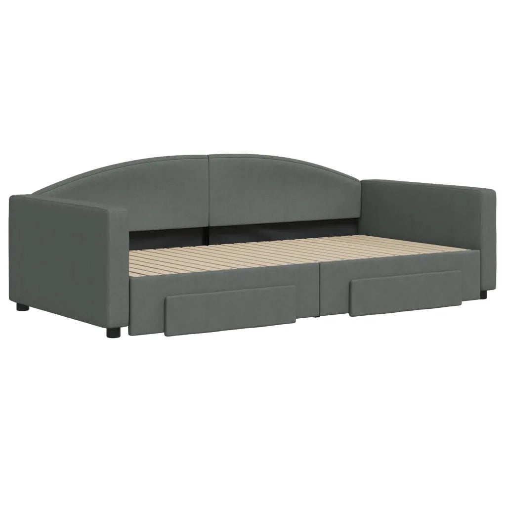 Divano letto | Sof¨¤ letto | Letto singolo Estraibile Cassetti Grigio Scuro 100x200cm Tessuto