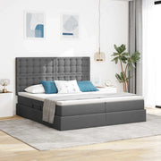 Letto con contenitore LED e materasso Grigio Scuro 200 x 200 cm
