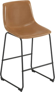 Sgabello cucina in PU, Sgabello da Bar con Schienale, Sgabello Alto Imbottito per Bistrot, Isola Cucina, con Gambe e Poggiapiedi in Metallo, Marrone, 1071BY-1