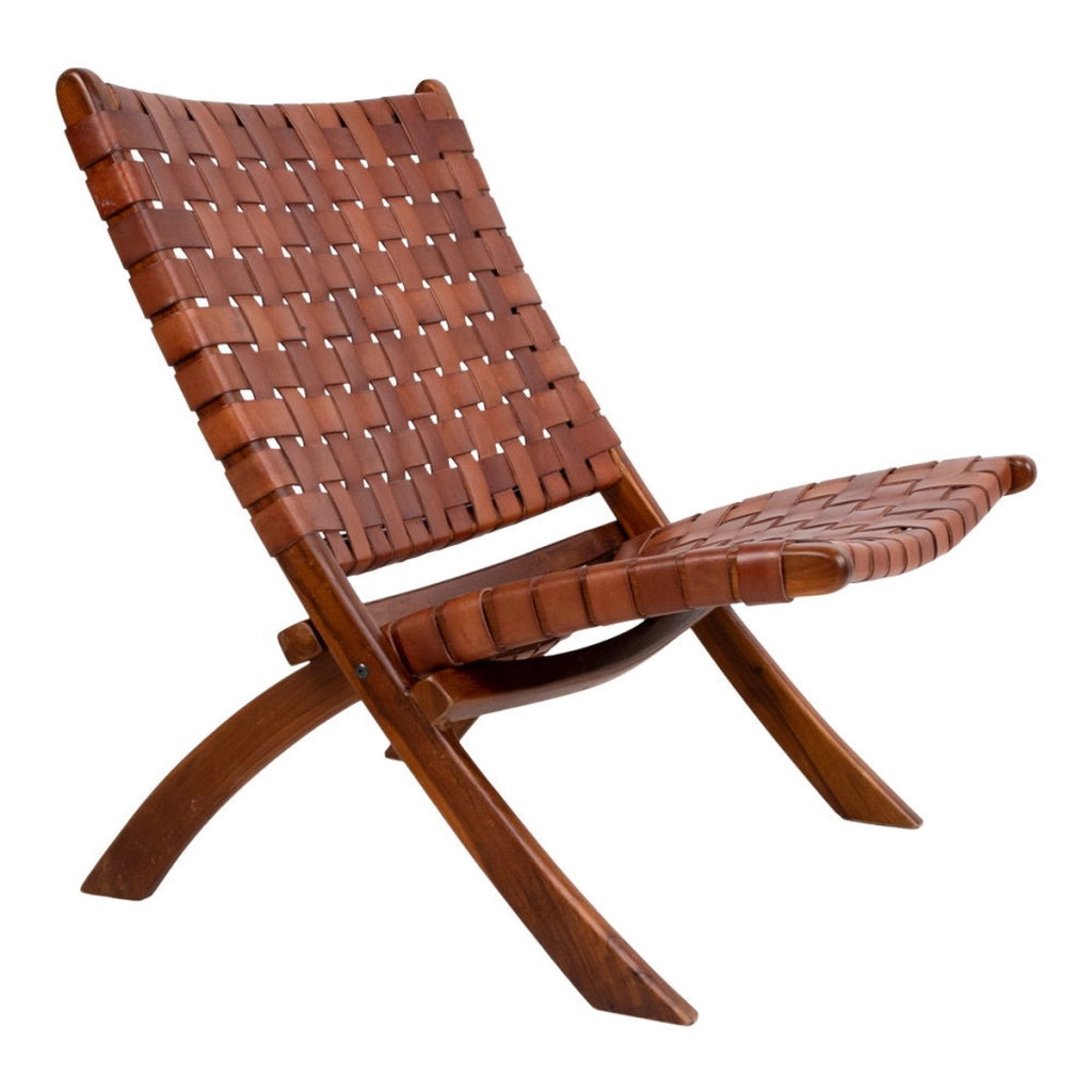 Poltrona Pieghevole Perugia, Marrone, Pelle, 74x66x73 cm
