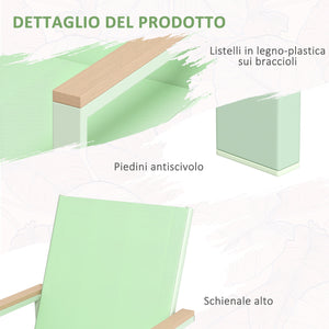 Set Tavolo e 4 Sedie con Braccioli da Giardino in Tessuto a Rete e Acciaio Verde