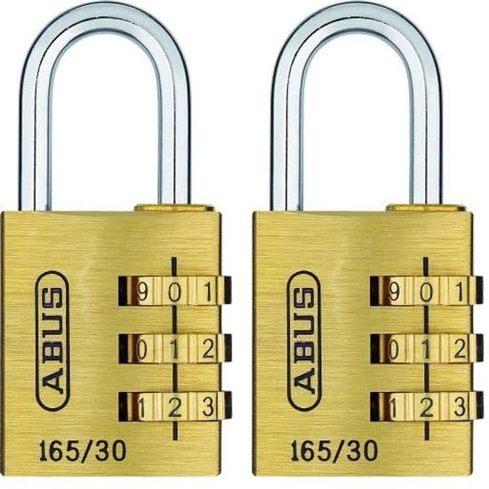 Cassaforte a combinazione con sicurezza 3 - Set da 2 - con combinazione personalizzabile - cassaforte da valigia/scrigno - materiale in ottone - codice di sicurezza 165/30