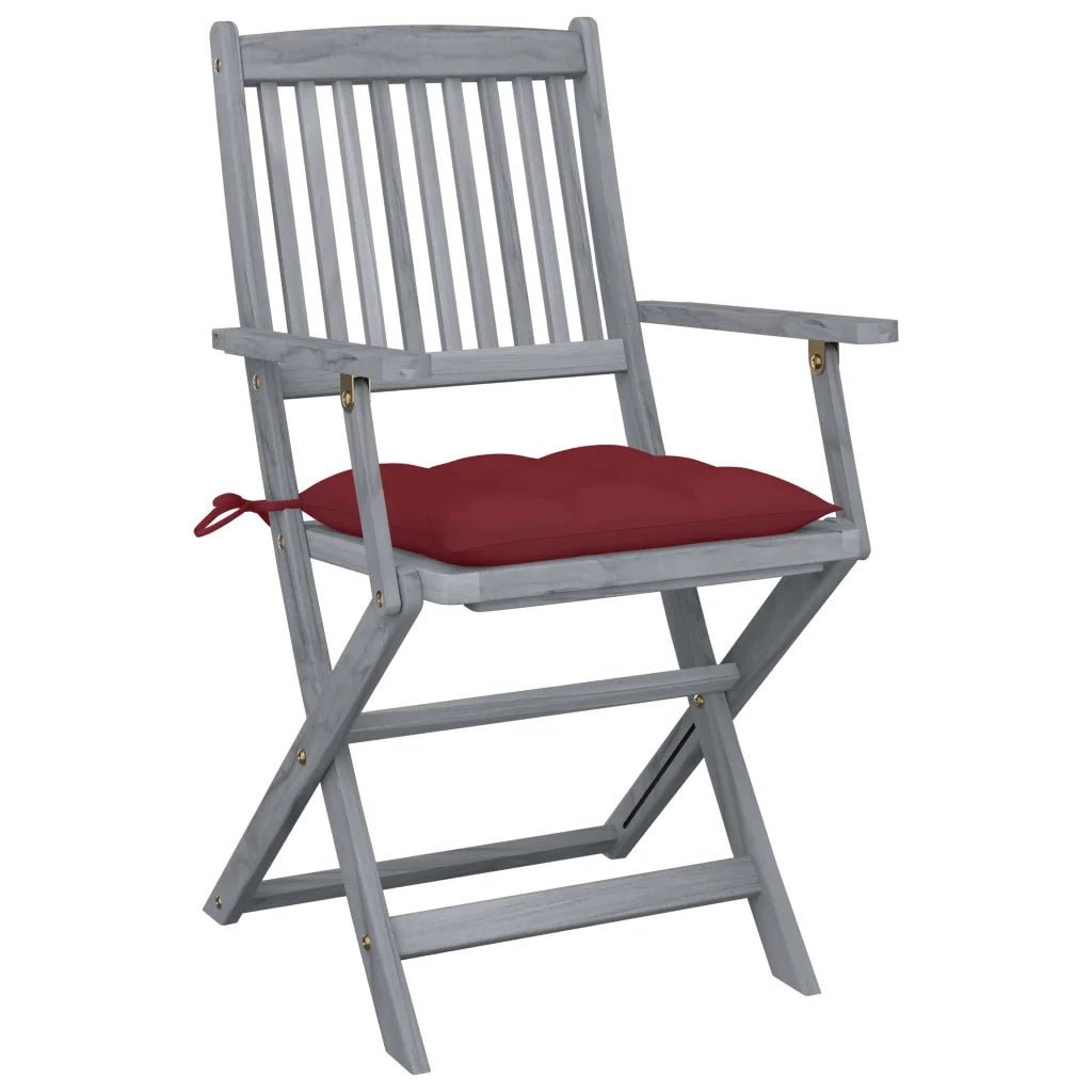 Sedie da Giardino Pieghevoli 2pz con Cuscini in Massello Acacia cod mxl 44602