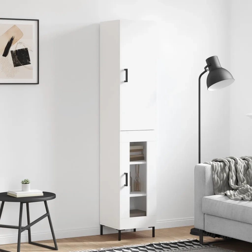 Credenza-Buffet-Armadio da cucina Bianca 34,5x34x180 cm in Legno Multistrato 535146