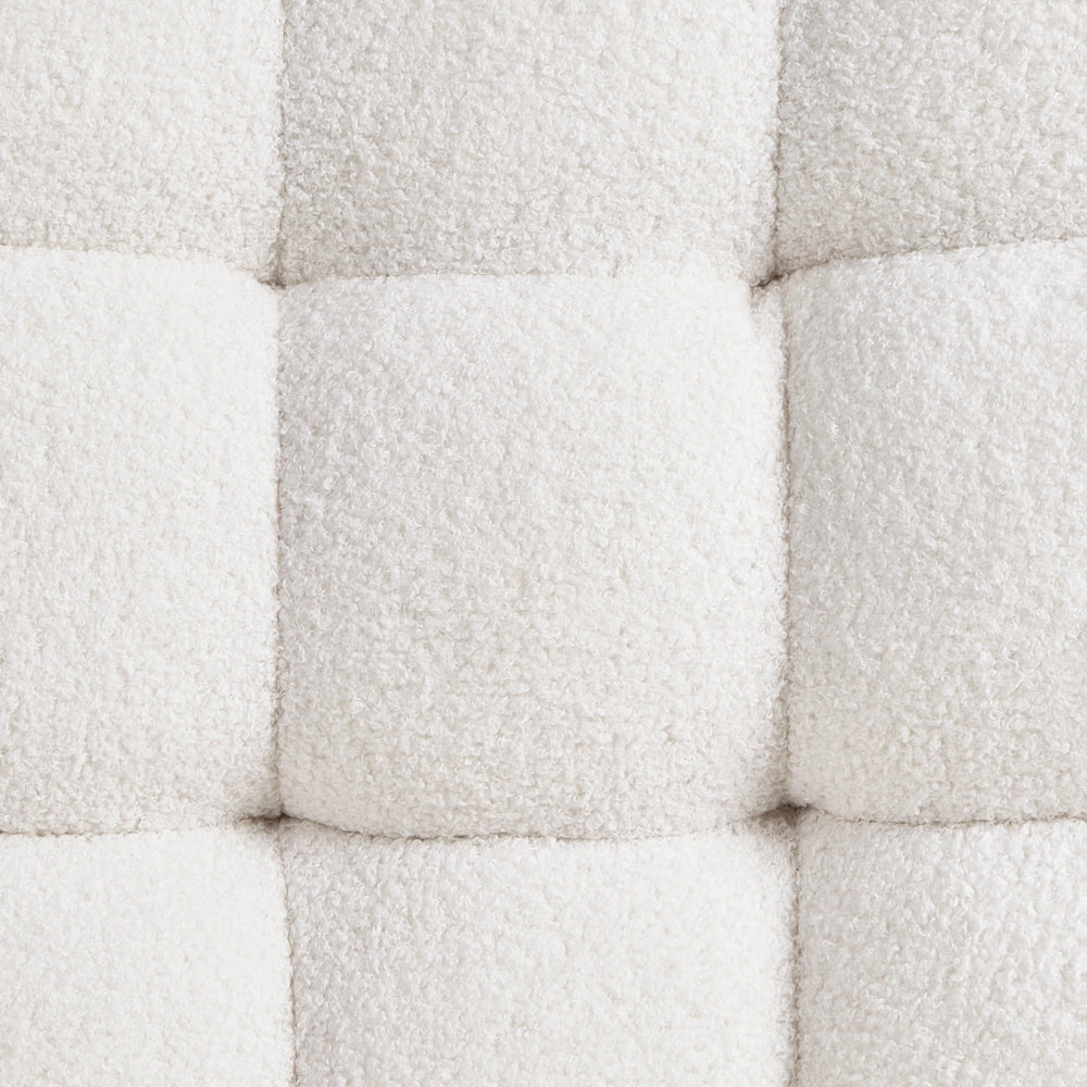 Poltrona bianca in bouclé senza braccioli, sedia accentuante da relax, senza braccioli, gambe in ferro nero, per soggiorno o camera da letto, moderna.