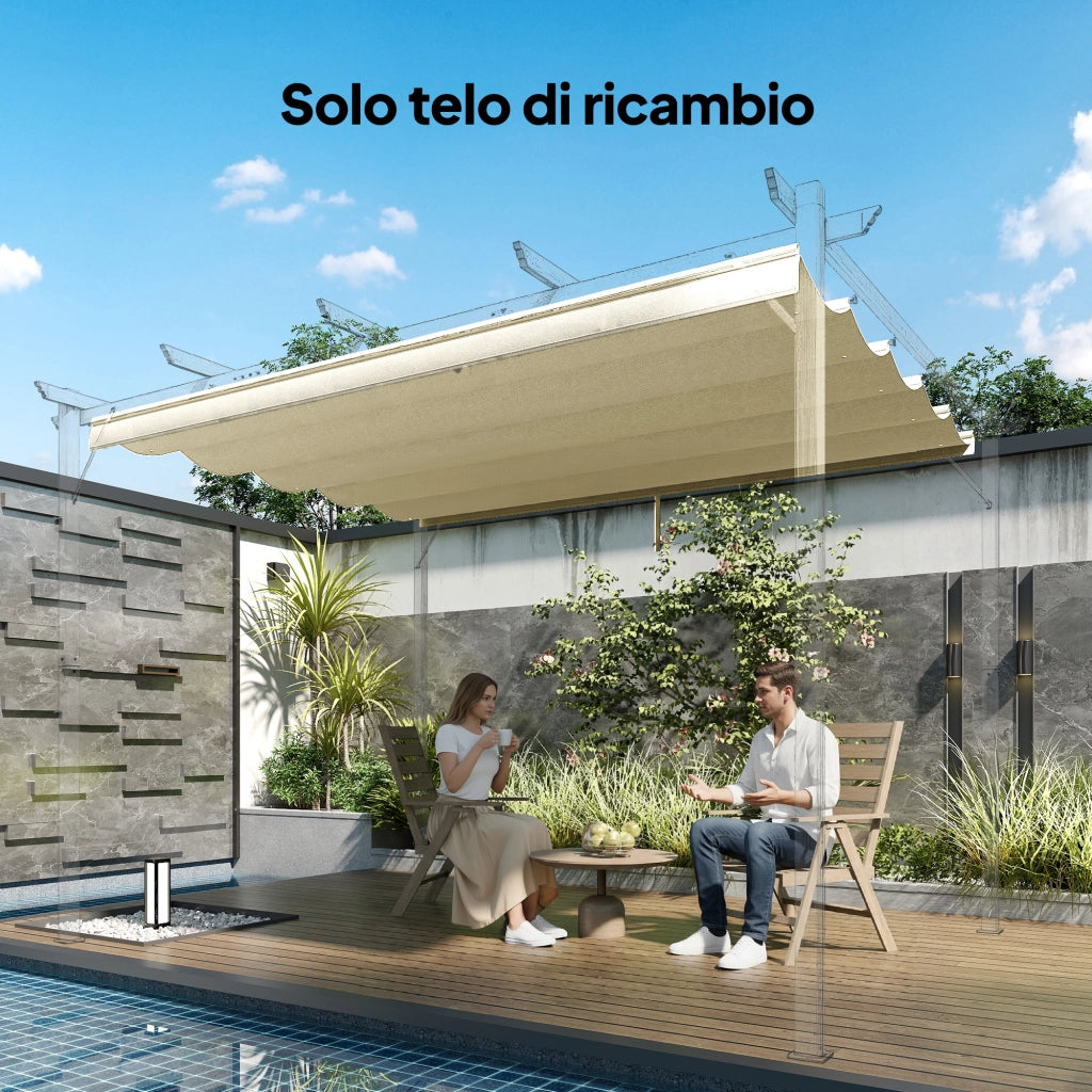 Tettuccio per Pergola Gazebo da Giardino 3x4 m ¨C zephmum ¨C Poliestere Crema
