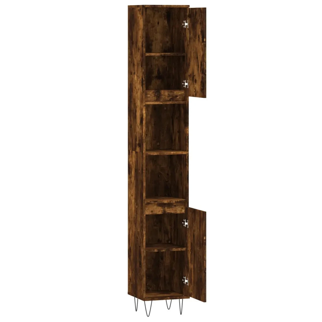 Armadietto Bagno Rovere Fumo 30x30x190 cm in Legno Multistrato 831537