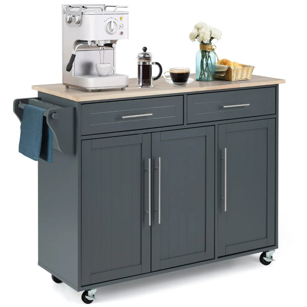 Isola da cucina su ruote 121 x 46 x 93 cm ampio e pratico spazio contenitivo design moderno in MDF grigio 20_0017939