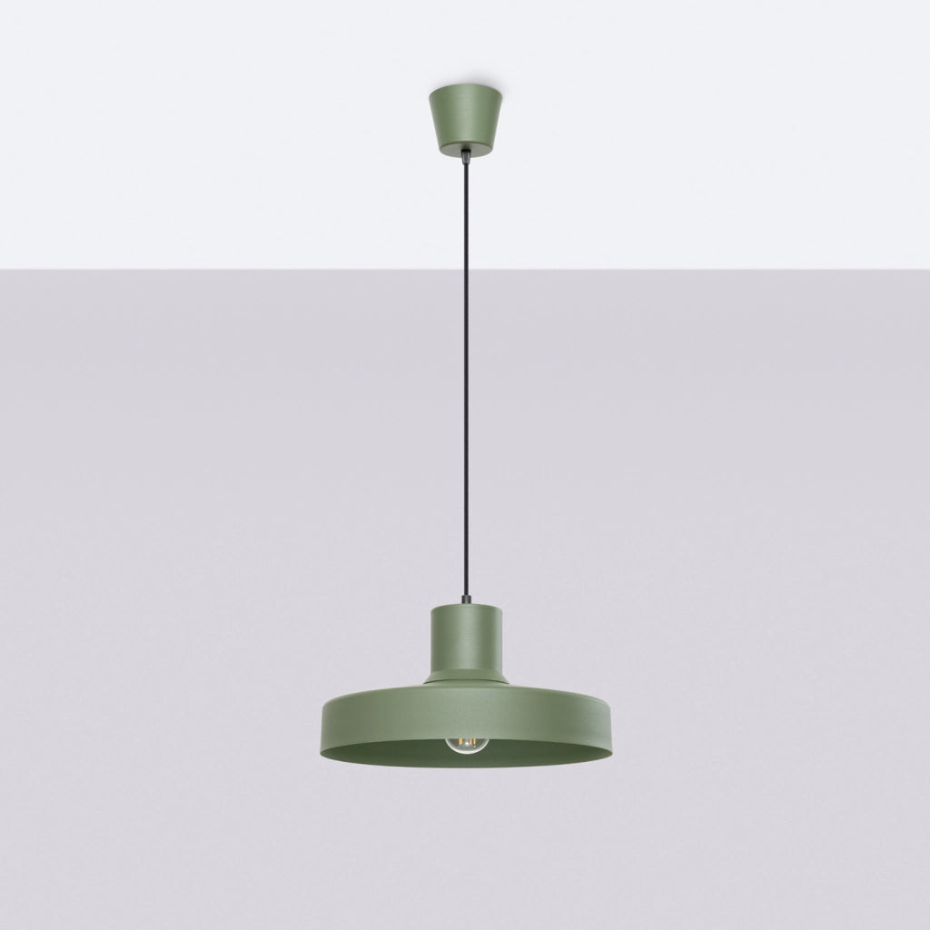 Lampada a sospensione BILO in acciaio verde oliva, lampadina E27, moderna, rotonda, 35 cm