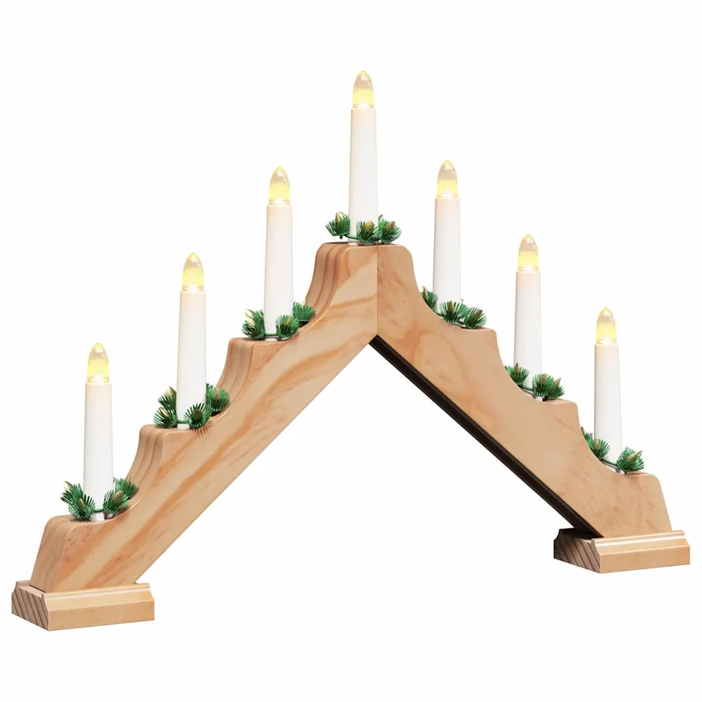 Ponte con Candele di Natale con 7 LED Marrone 39.5 x 5 x 29 cm