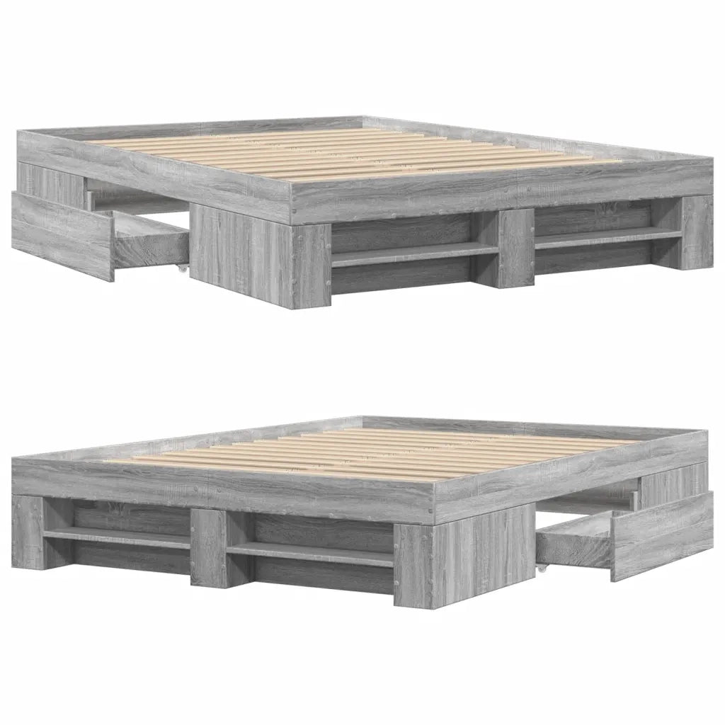 Letto matrimoniale | Letto per adulti | Giroletto Grigio Sonoma 120x200 cm in Legno Multistrato