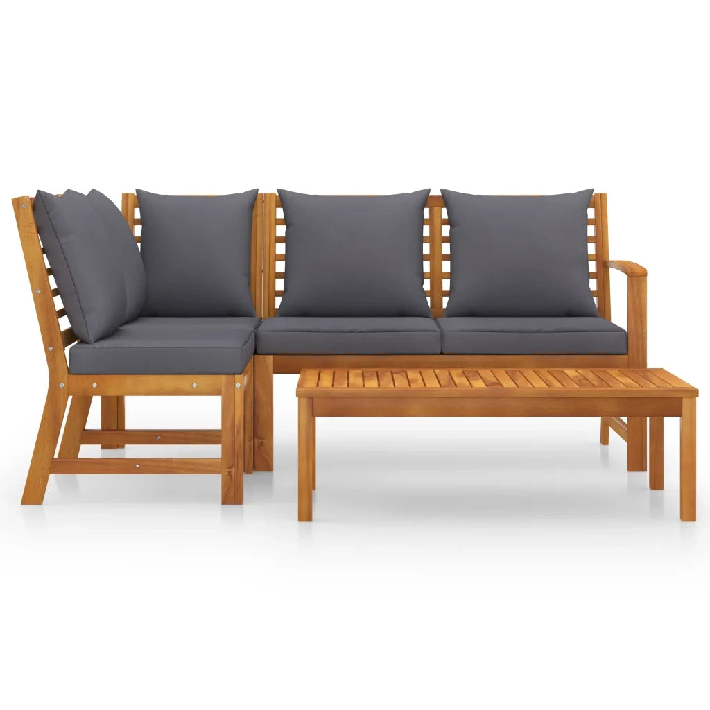 Set Divani da Giardino 4 pz con Cuscini in Massello di Acacia cod mxl 48142
