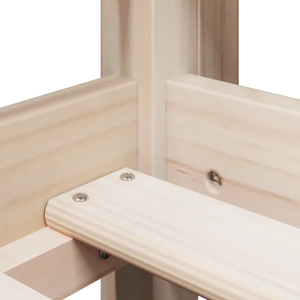 Letto Soppalco con Scala e Tetto 90x190 cm Legno Massello Pino
