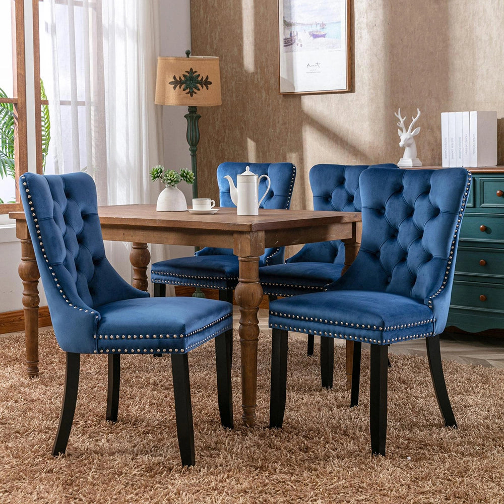 Set 2 sedie Nikki - Xylo - velluto blu gambe legno