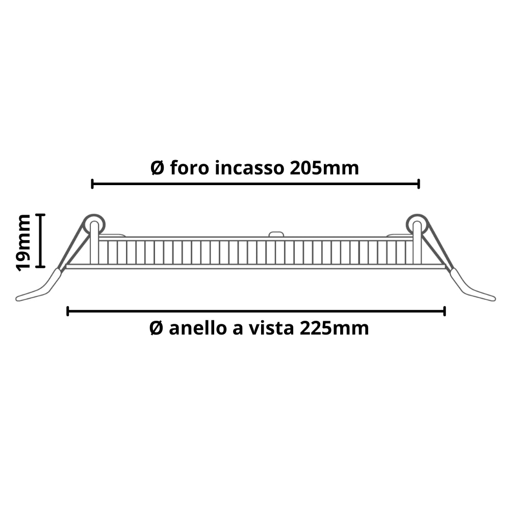 Pannello led incasso 205cm 18watt slim tondo alimentatore incluso 4500k pezzi 3