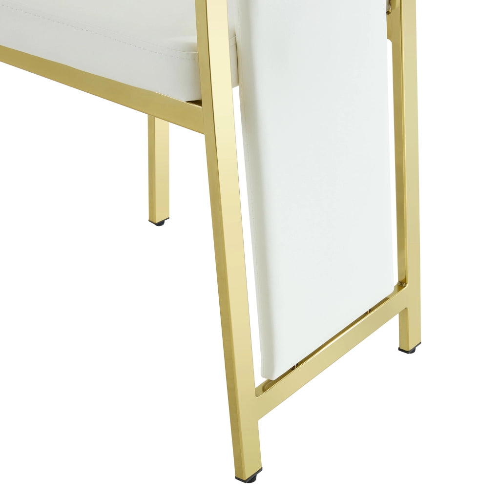 Set 4 Sedie da Pranzo Design Moderno ¨C Xylo ¨C Ecopelle Bianca, Gambe in Metallo Oro