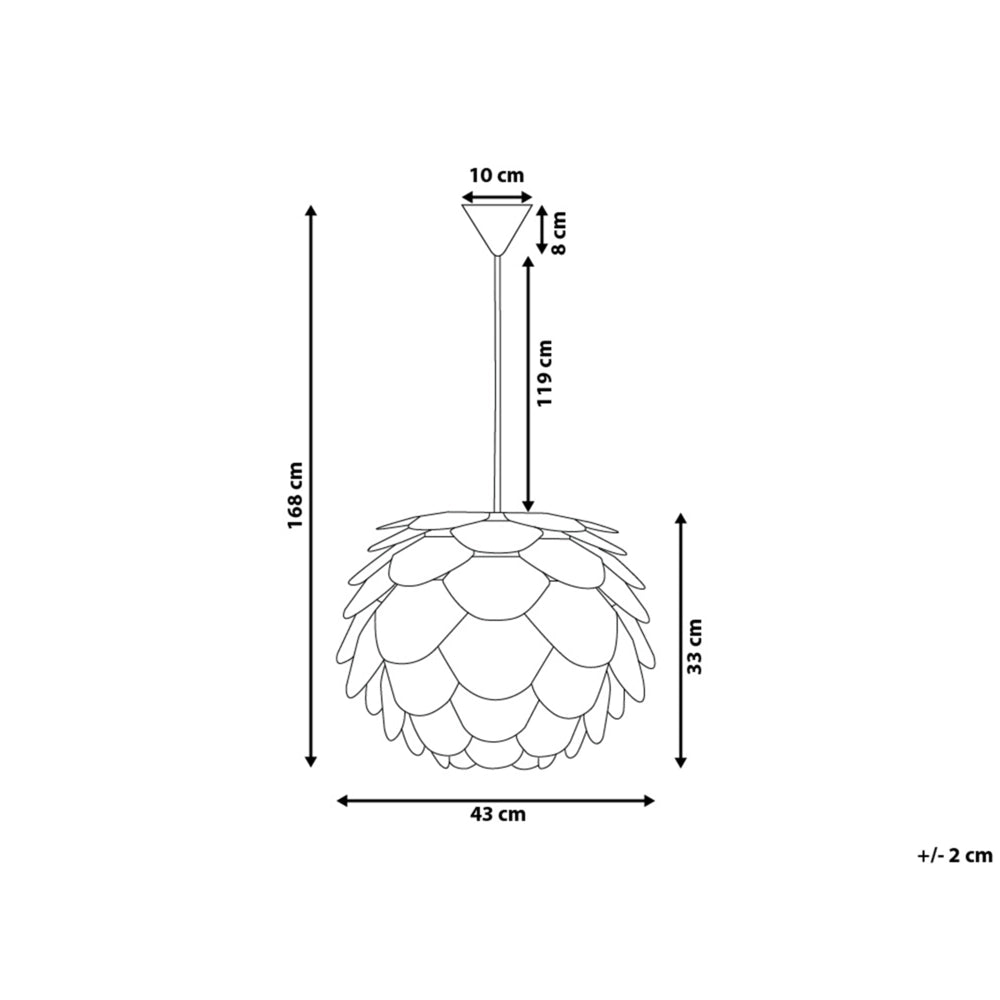 Lampada a sospensione a forma di pigna con petali bianchi lampadario