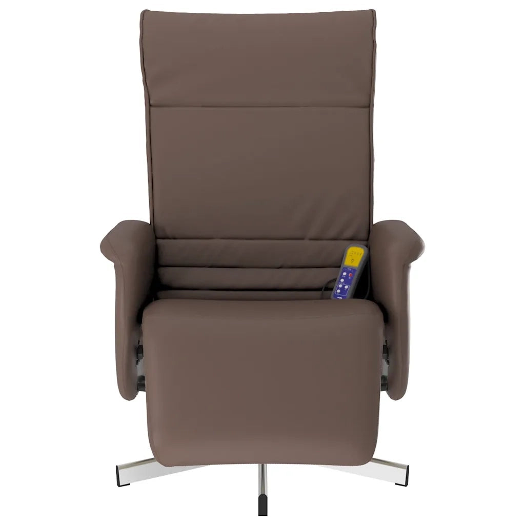 Poltrona Reclinabile Massaggio Poggiapiedi Marrone Similpelle 356650