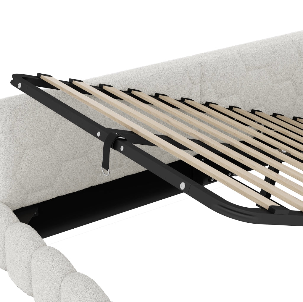 Letto daybed 140x200 cm con contenitore; LED; USB e Type-C; bianco