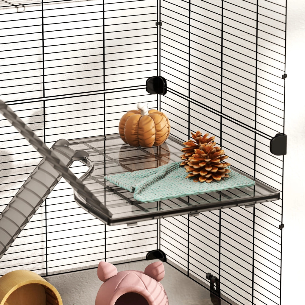 Gabbia per Piccoli Animali a Pi¨´ Livelli con Cassetto e Accessori ¨C Zephmum ¨C Nero 73x47x80